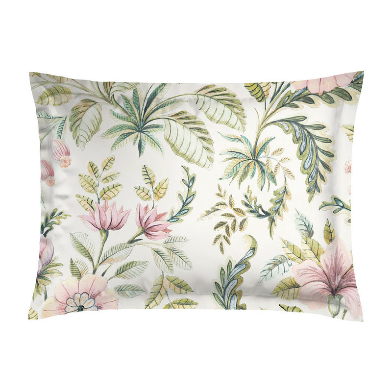 Fleurs De La Forêt - Taie D'Oreiller - Satin De Coton - Vert