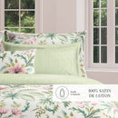 Fleurs De La Forêt - Taie De Traversin - Satin De Coton - Vert