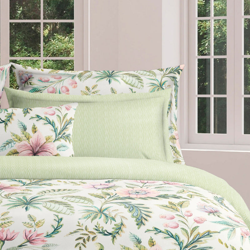 Fleurs De La Forêt - Taie De Traversin - Satin De Coton - Vert