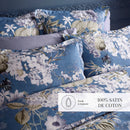 Hortensia - Taie De Traversin - Satin De Coton - Bleu