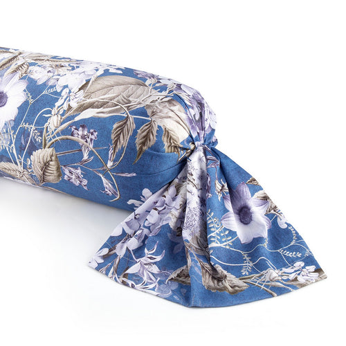 Hortensia - Taie De Traversin - Satin De Coton - Bleu
