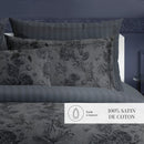 Jardin Botanique - Taie De Traversin - Satin De Coton - Gris Foncé