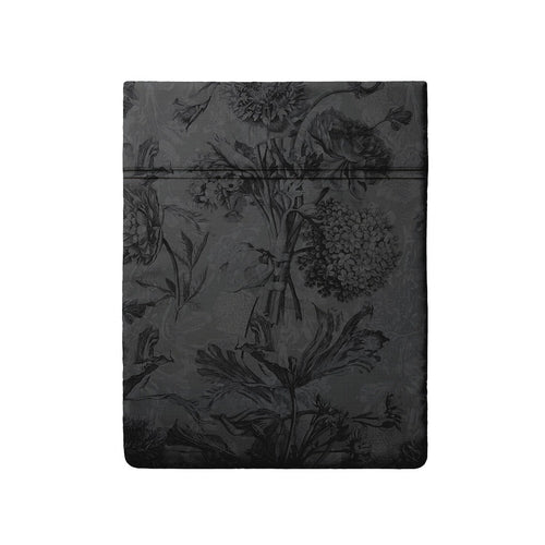 Jardin Botanique - Drap Plat - Satin De Coton - Gris Foncé