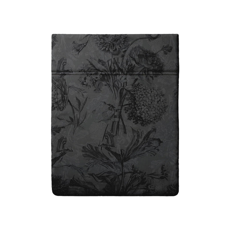 Jardin Botanique - Drap Plat - Satin De Coton - Gris Foncé