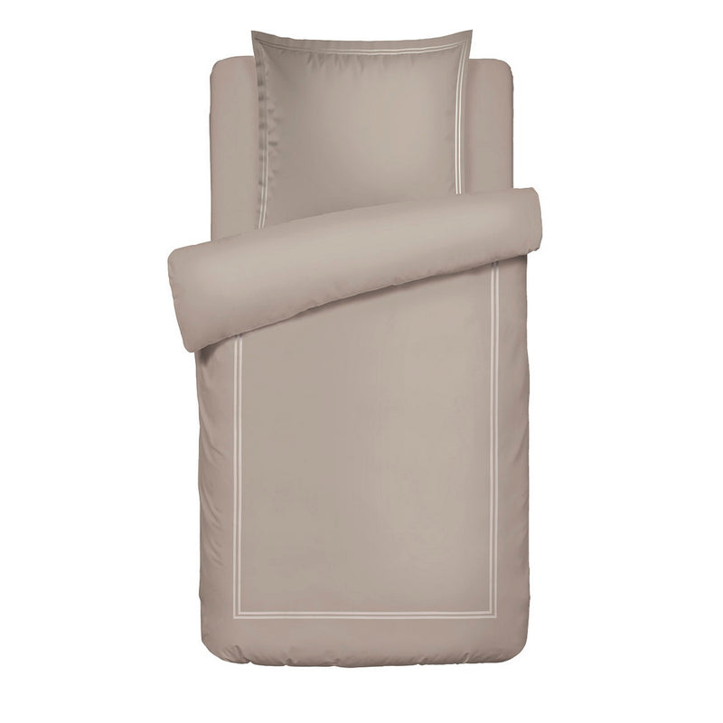 Paris - Housse De Couette + Taie D'Oreiller - Satin De Coton - Taupe / Taupe
