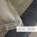 Paris - Set De 2 Taies D'Oreiller - Satin De Coton - Taupe / Taupe