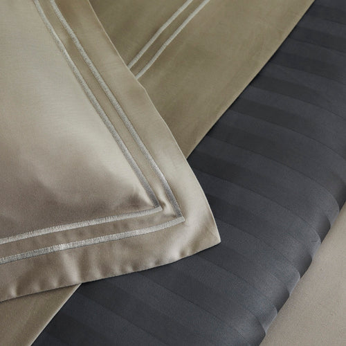 Paris - Set De 2 Taies D'Oreiller - Satin De Coton - Taupe / Taupe