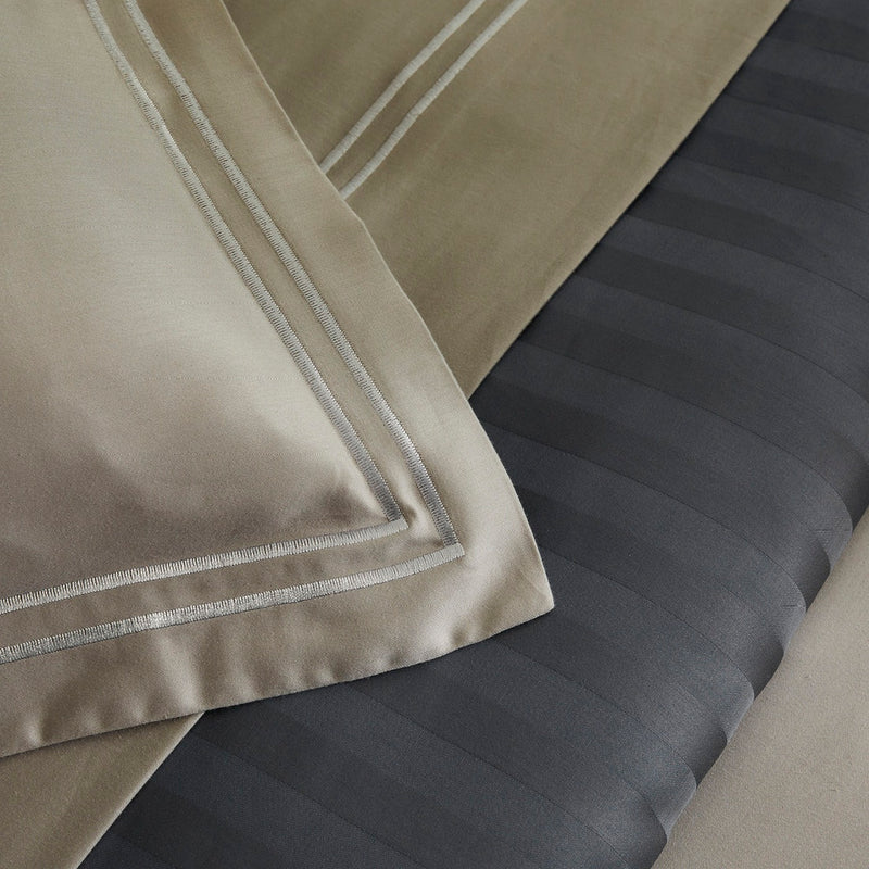 Paris - Set De 2 Taies D'Oreiller - Satin De Coton - Taupe / Taupe