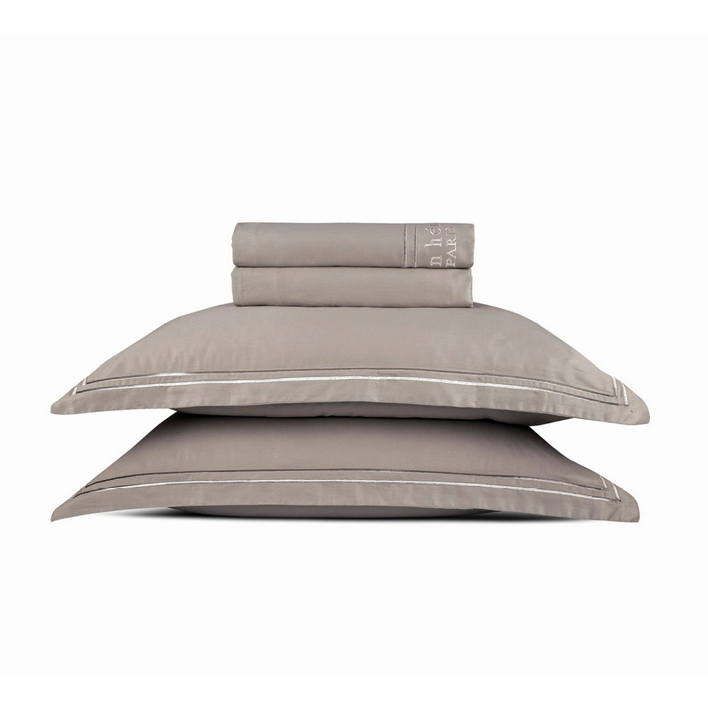 Paris - Ensemble De Draps - Satin De Coton - Taupe / Taupe