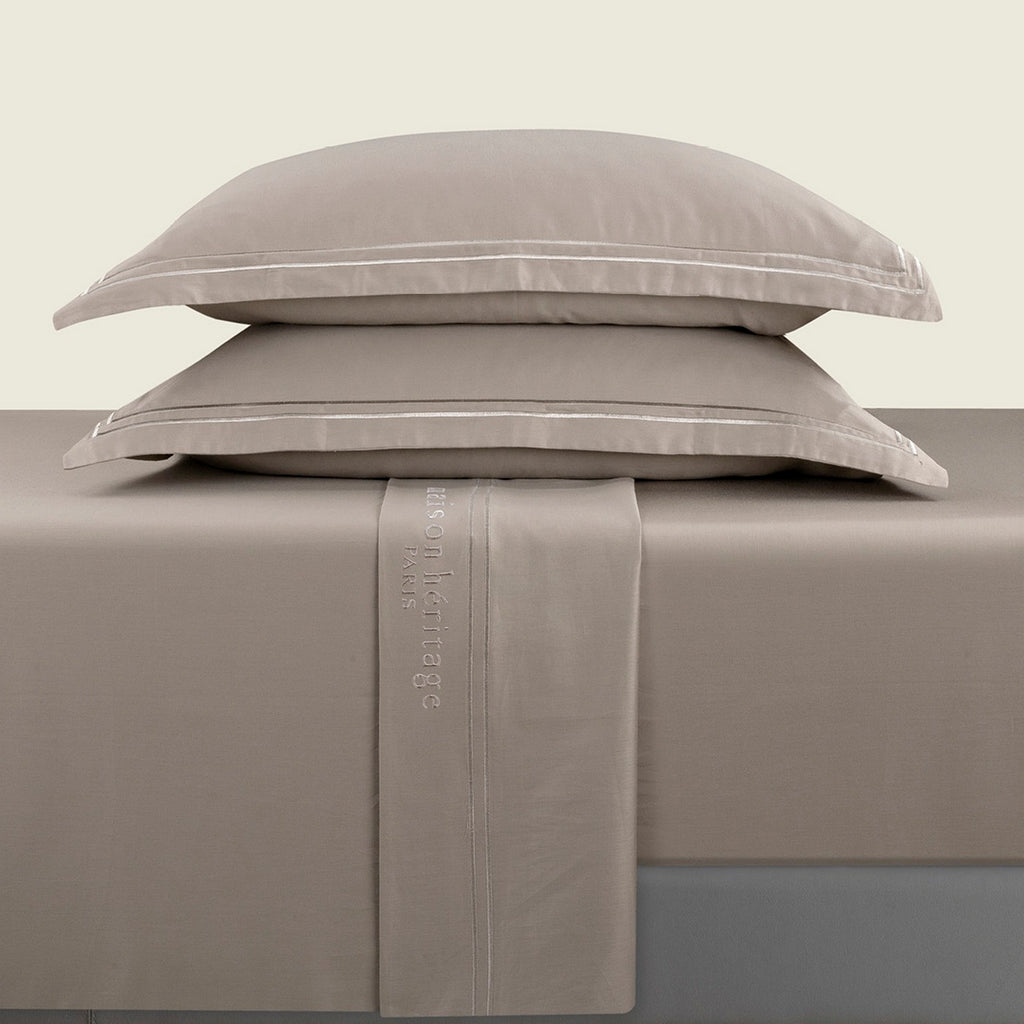 Paris - Ensemble De Draps - Satin De Coton - Taupe / Taupe