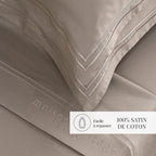 Paris - Ensemble De Draps - Satin De Coton - Taupe / Taupe