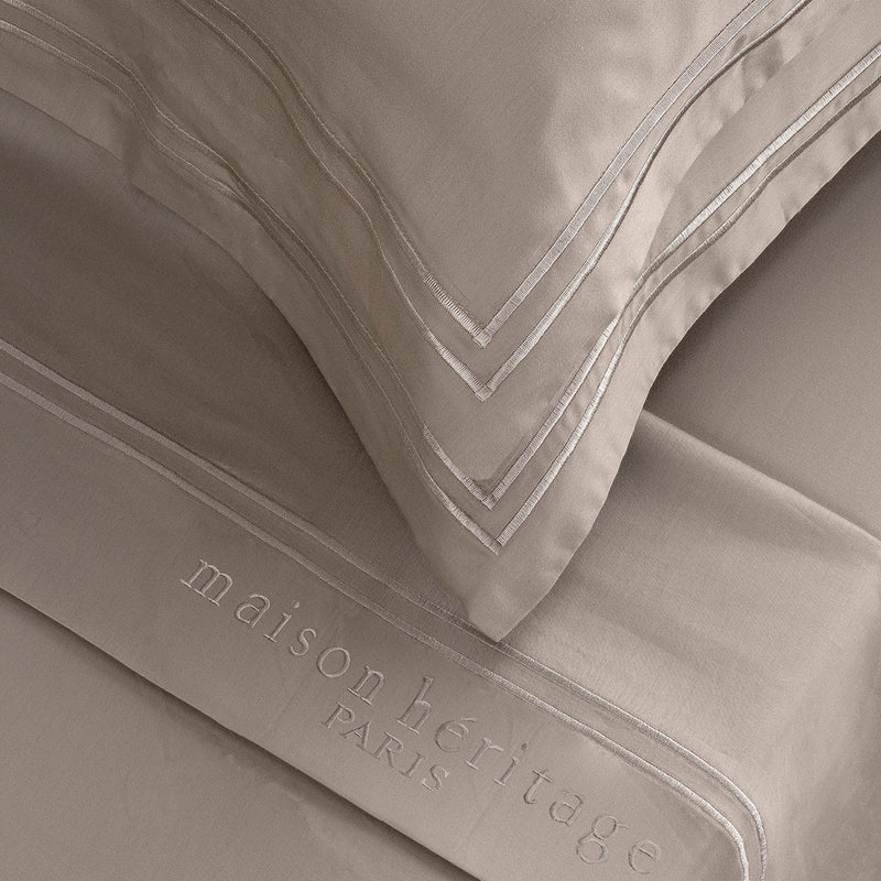 Paris - Ensemble De Draps - Satin De Coton - Taupe / Taupe