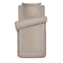 Paris - Housse De Couette + Taie D'Oreiller - Satin De Coton - Blanc / Taupe