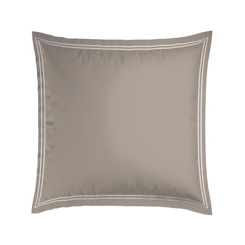 Paris - Set De 2 Taies D'Oreiller - Satin De Coton - Blanc / Taupe