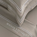 Paris - Ensemble De Draps - Satin De Coton - Blanc / Taupe