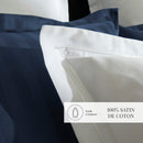 Paris - Housse De Couette + Taie D'Oreiller - Satin De Coton - Blanc / Blanc