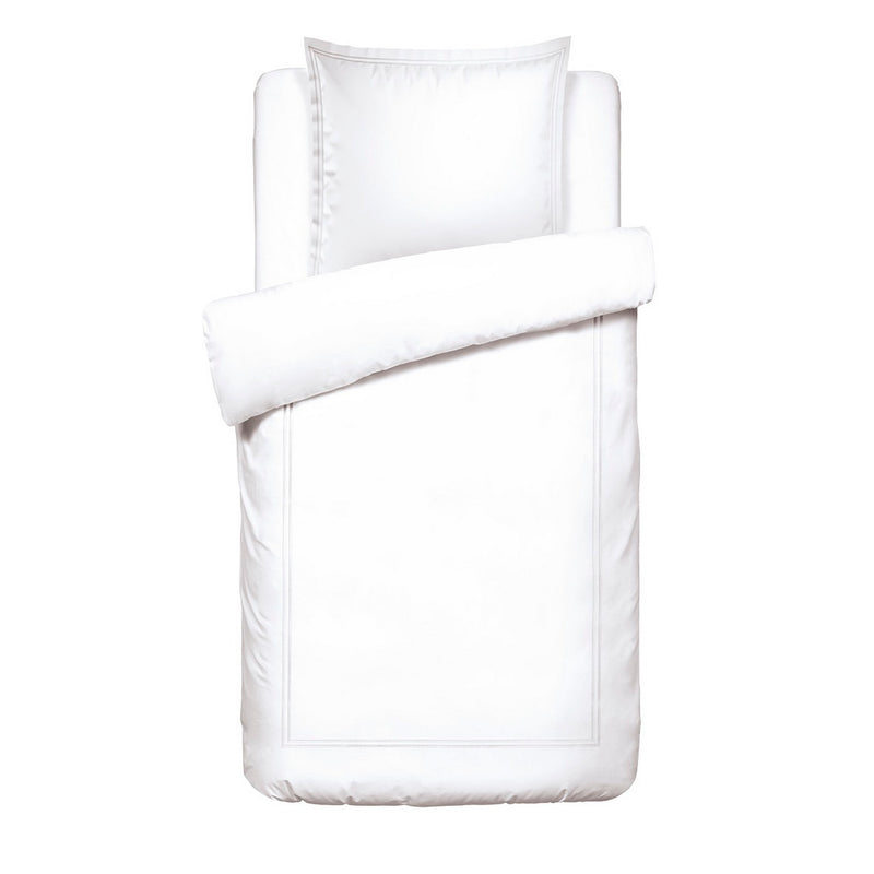 Paris - Housse De Couette + Taie D'Oreiller - Satin De Coton - Blanc / Blanc