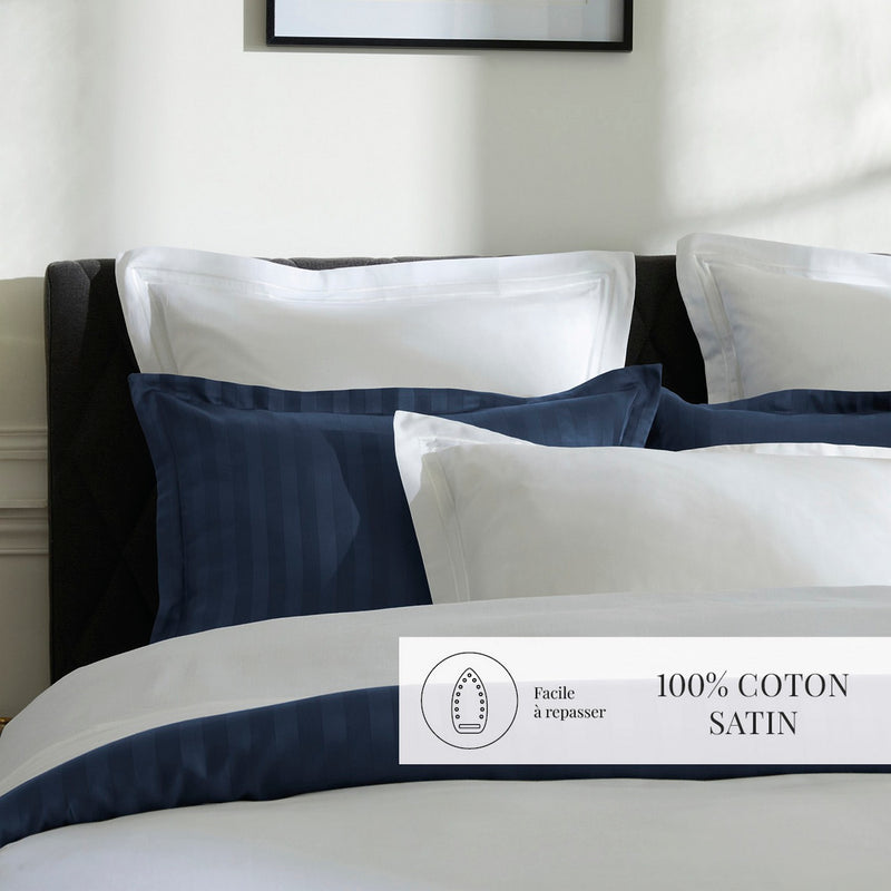 Paris - Drap Plat - Satin De Coton - Blanc / Blanc