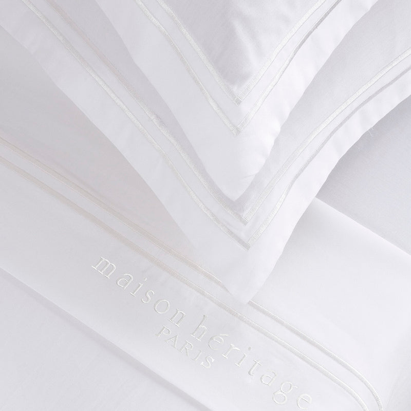 Paris - Ensemble De Draps - Satin De Coton - Blanc / Blanc