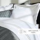 Paris - Housse De Couette + Taie D'Oreiller - Satin De Coton - Gris / Blanc