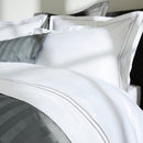 Paris - Housse De Couette + Taie D'Oreiller - Satin De Coton - Gris / Blanc