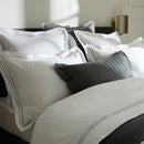 Paris - Housse De Couette + Taie D'Oreiller - Satin De Coton - Gris / Blanc