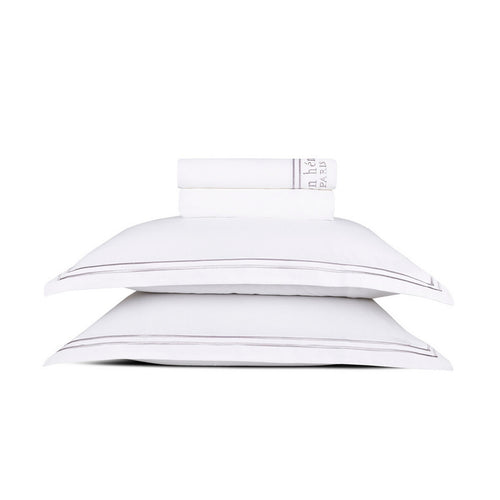 Paris - Ensemble De Draps - Satin De Coton - Gris / Blanc