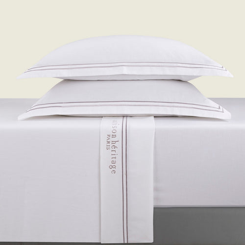 Paris - Ensemble De Draps - Satin De Coton - Gris / Blanc