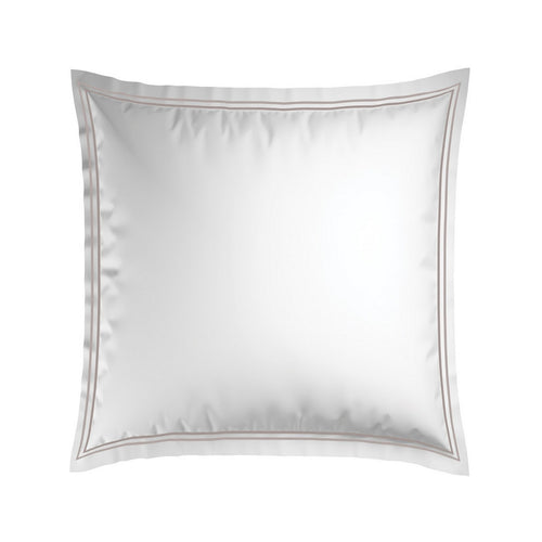 Paris - Set De 2 Taies D'Oreiller - Satin De Coton - Taupe / Blanc