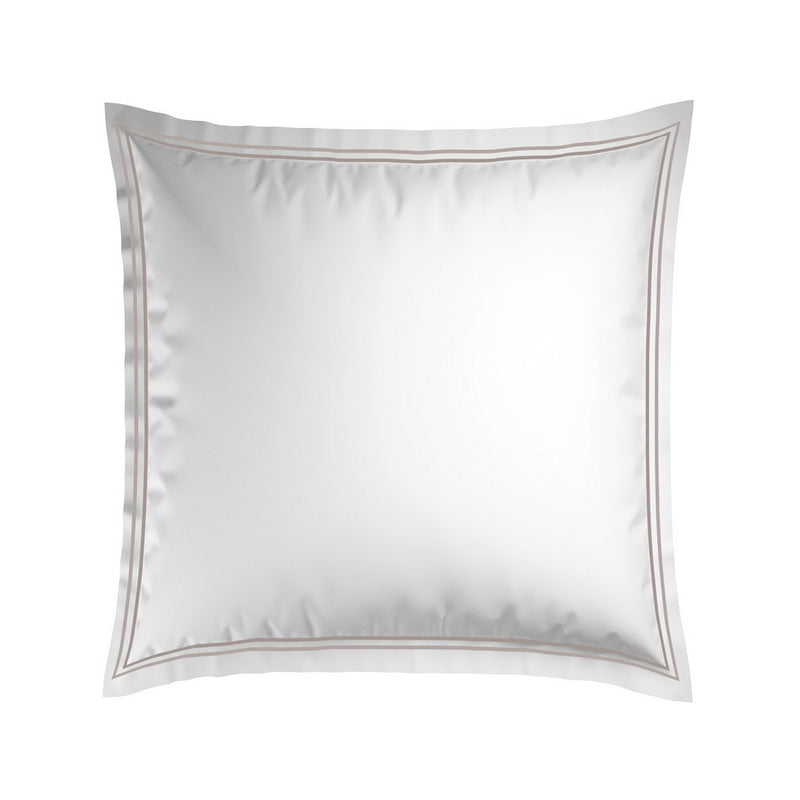 Paris - Set De 2 Taies D'Oreiller - Satin De Coton - Taupe / Blanc