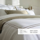 Paris - Set De 2 Taies D'Oreiller - Satin De Coton - Taupe / Blanc