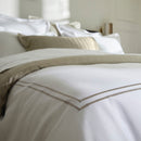 Paris - Set De 2 Taies D'Oreiller - Satin De Coton - Taupe / Blanc