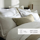 Paris - Taie De Traversin - Satin De Coton - Taupe / Blanc