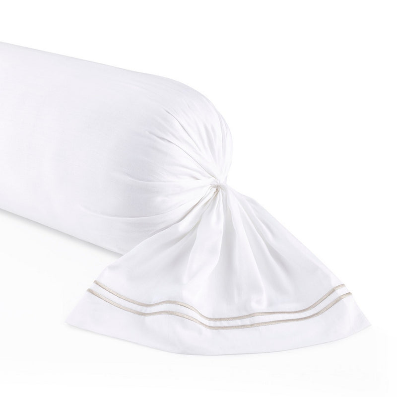 Paris - Taie De Traversin - Satin De Coton - Taupe / Blanc