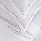 Paris - Ensemble De Draps - Satin De Coton - Taupe / Blanc