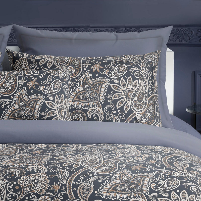 Indienne - Taie De Traversin - Satin De Coton - Gris / Taupe