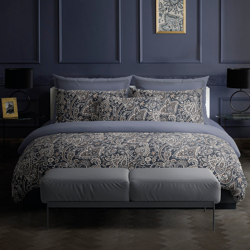 Indienne - Drap Plat - Satin De Coton - Gris / Taupe