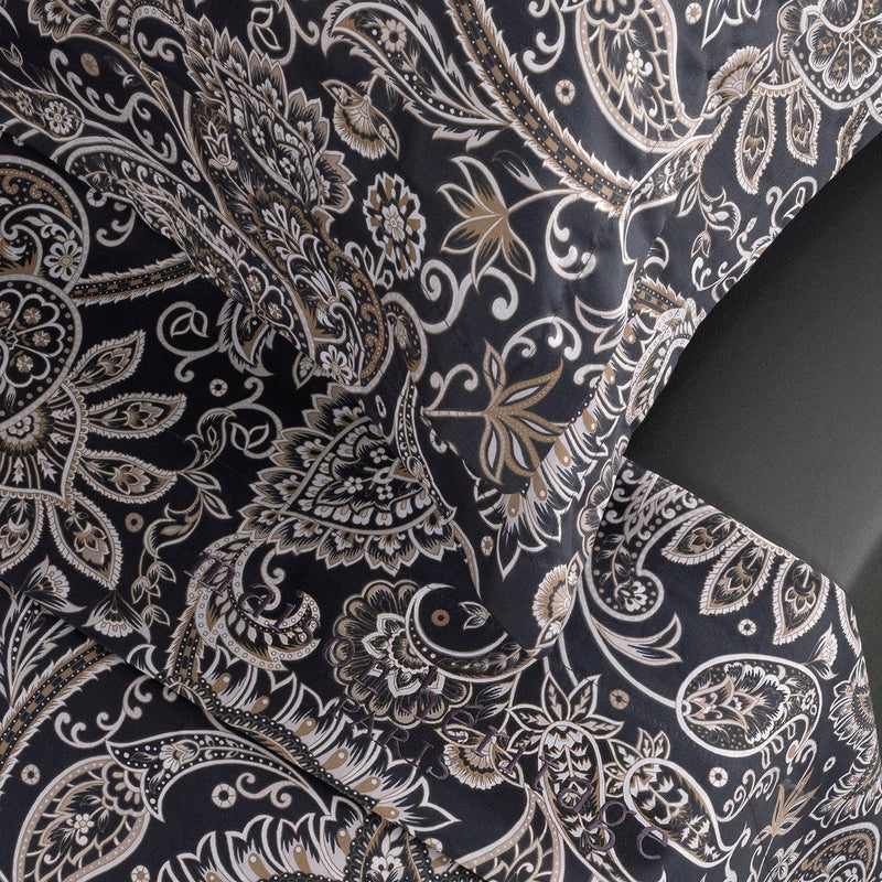 Indienne - Ensemble De Draps - Satin De Coton - Gris / Taupe