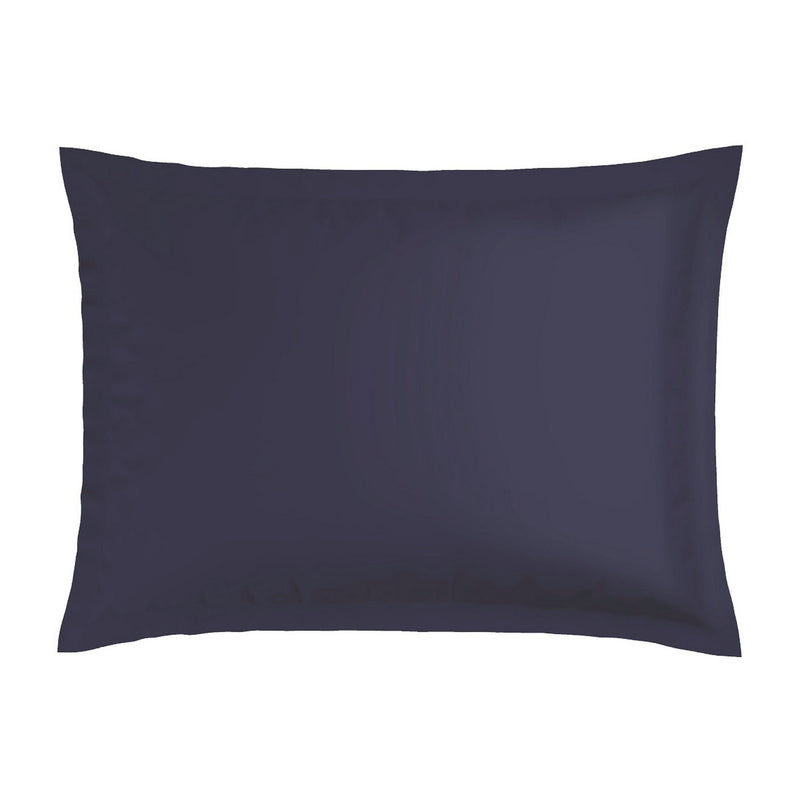 Paris - Set De 2 Taies D'Oreiller - Satin De Coton - Blanc / Bleu Foncé