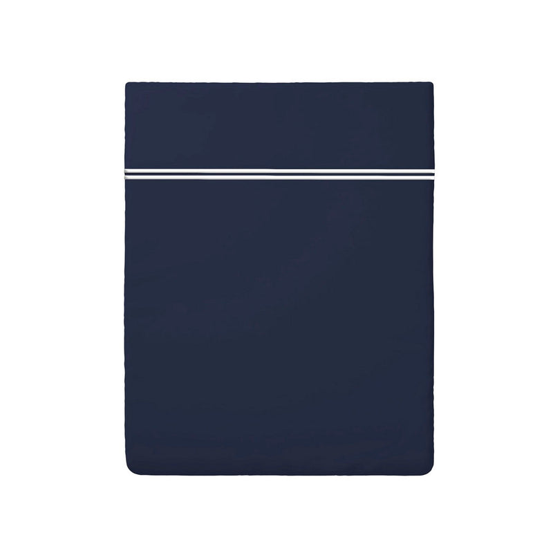 Paris - Drap Plat - Satin De Coton - Blanc / Bleu Foncé