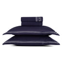 Paris - Ensemble De Draps - Satin De Coton - Blanc / Bleu Foncé