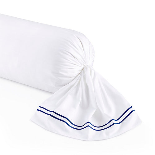 Paris - Taie De Traversin - Satin De Coton - Bleu Foncé / Blanc