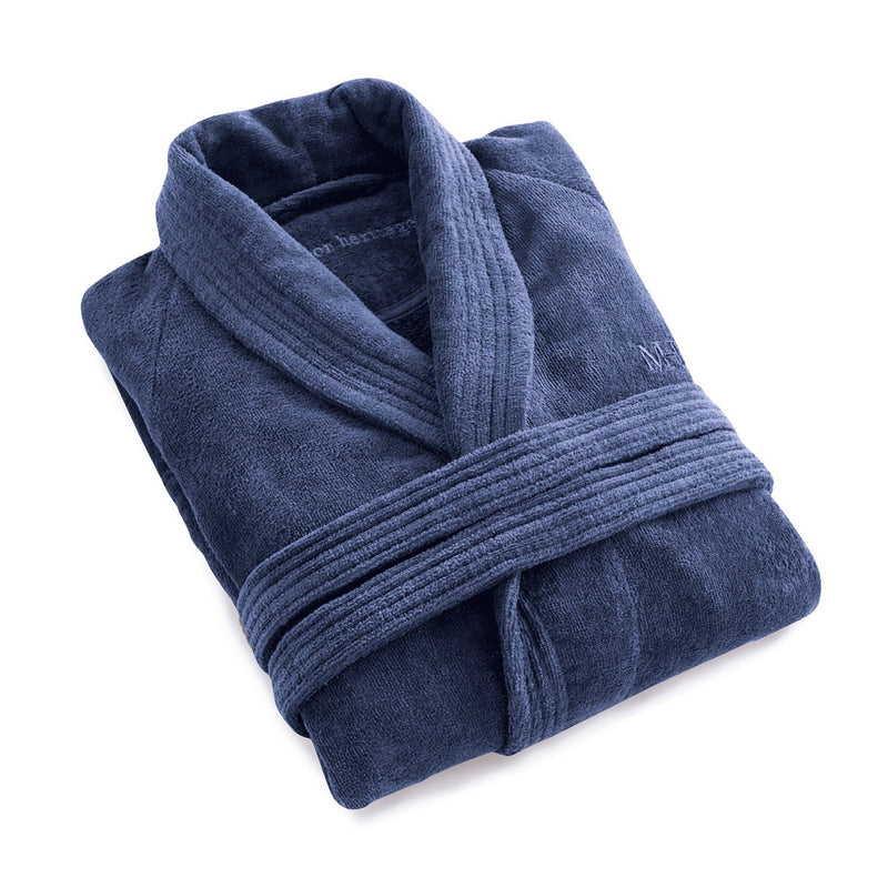 Uni - Peignoir Avec Col Châle - Bleu Marine