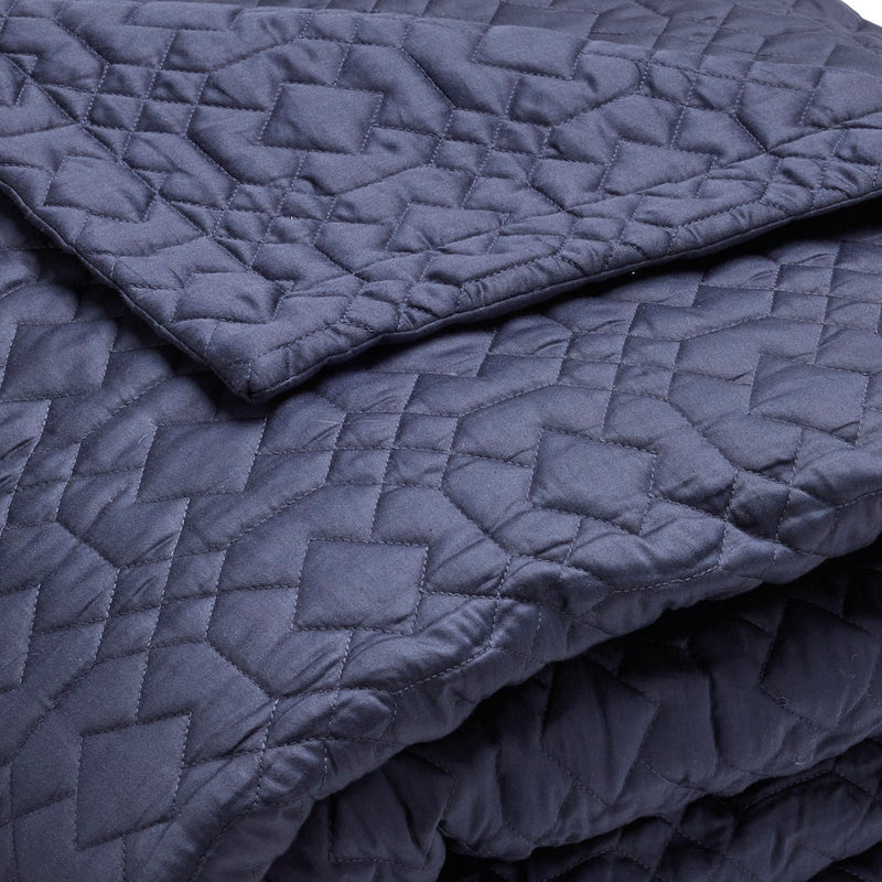 Alexandre - Couvre-Lit - Satin De Coton - Bleu Foncé