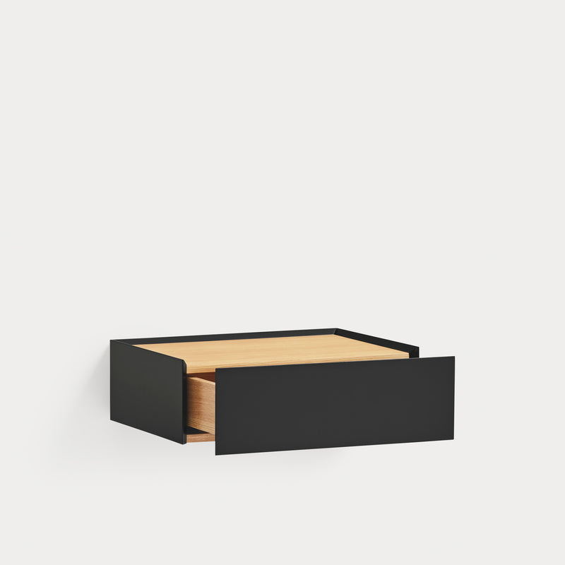 Arista - Table De Chevet Suspendue - Noir & Chêne