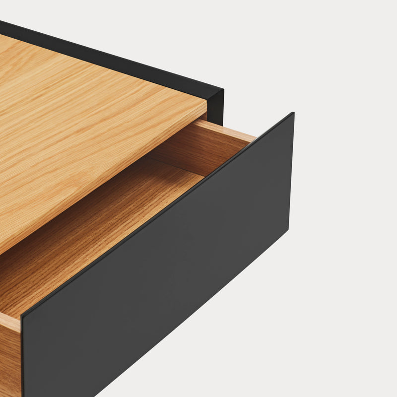 Arista - Table De Chevet Suspendue - Noir & Chêne