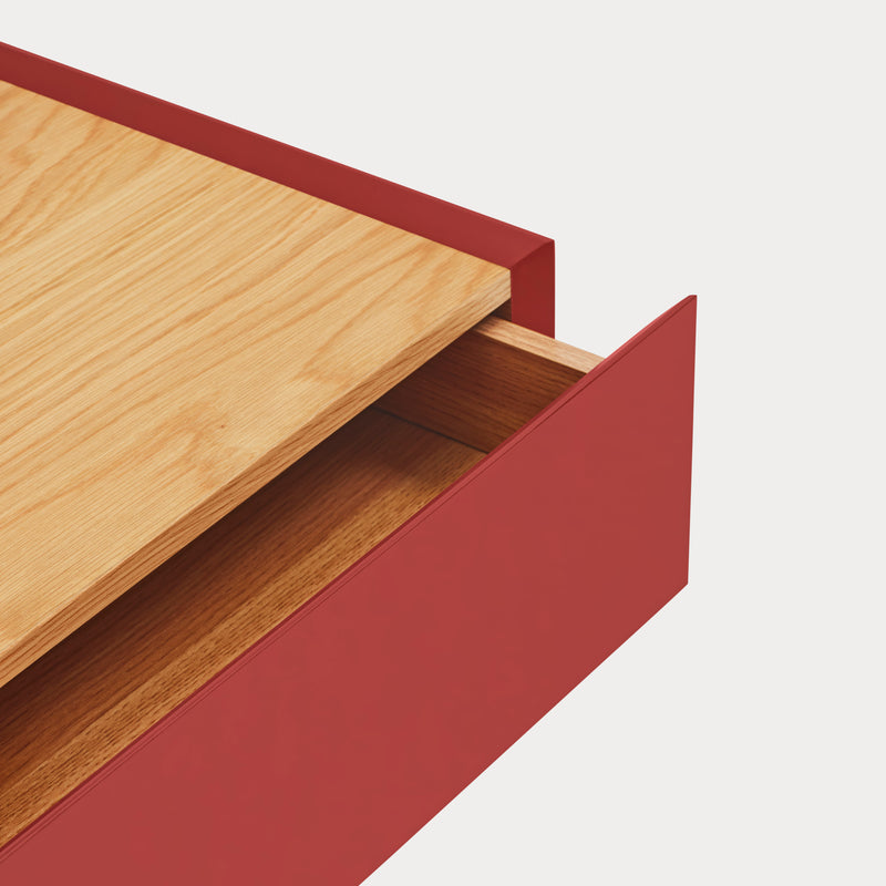 Arista - Table De Chevet Suspendue - Bordeaux & Chêne