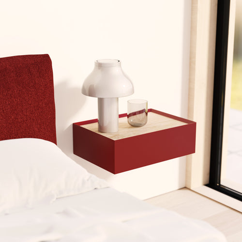 Arista - Table De Chevet Suspendue - Bordeaux & Chêne