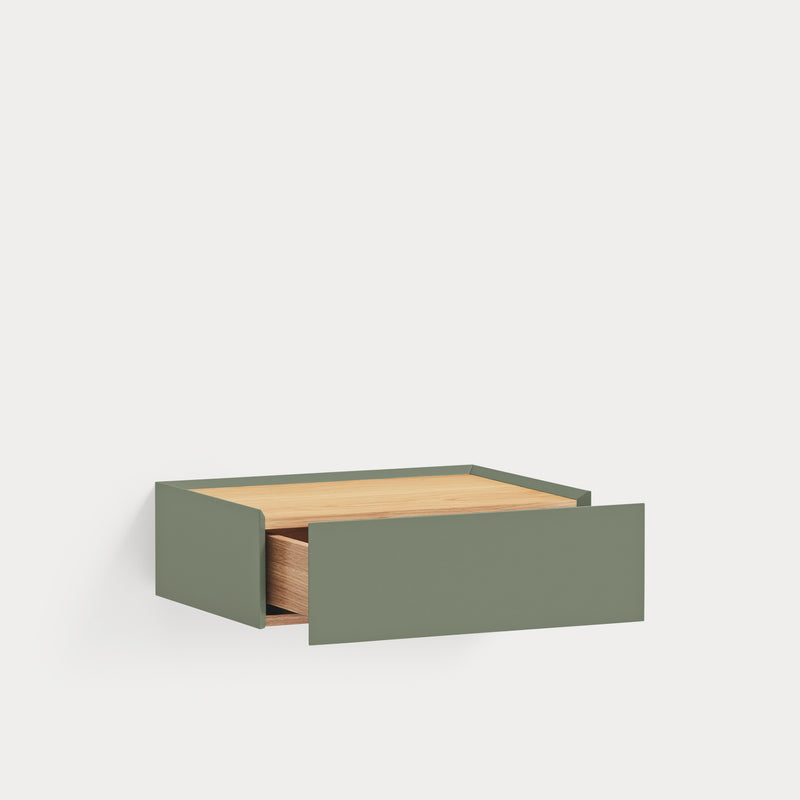 Arista - Table De Chevet Suspendue - Vert & Chêne