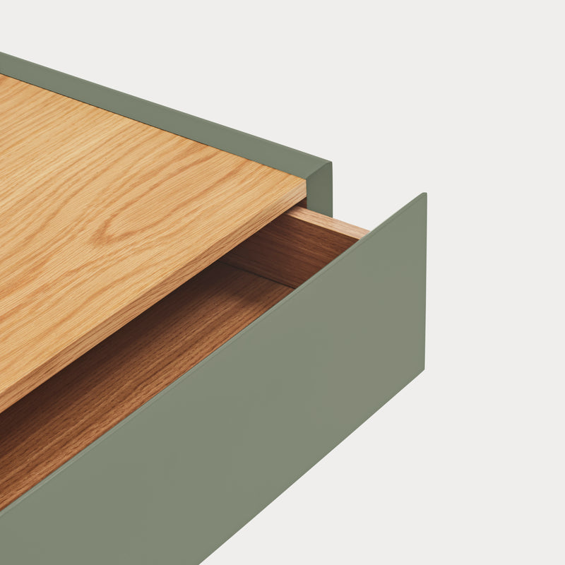 Arista - Table De Chevet Suspendue - Vert & Chêne